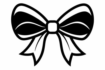 ribbon bow line art silhouette vector illustration