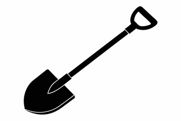 shovel line art silhouette vector illustration