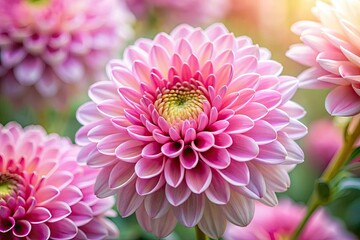 Fototapeta premium Delicate spring pink chrysanthemum, a macro close-up revealing intricate bloom details.