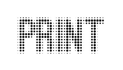 Text Print with Old Dot Printing Effect – Black Text on White Background
