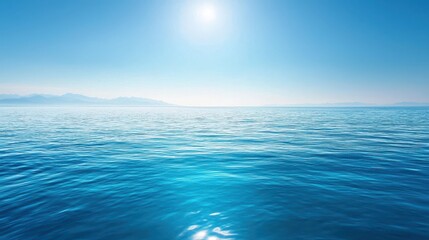Obraz premium Clear blue sky and sea with a horizon line, representing peace and tranquility, blue, sky, sea, horizon, clear