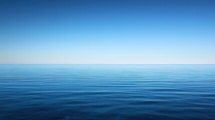 Obraz premium Clear blue sky and sea with a horizon line, representing peace and tranquility, blue, sky, sea, horizon, clear 