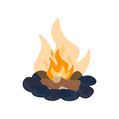 Campfire icon. Burning bonfire vector illustration.
