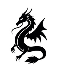 Black Dragon Silhouette Design Vector - Mythical Creature Illustration