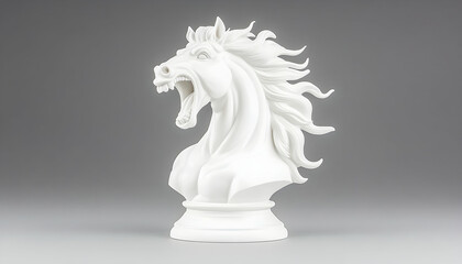 White horse bust, roaring, detailed