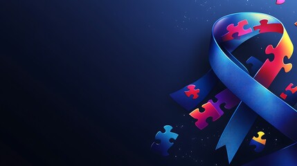 Blue puzzle ribbon; autism awareness symbol.