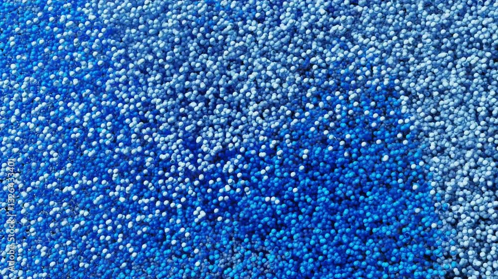 Poster 3d render of abstract loop particle flow video animation with 3d small particle in blue color