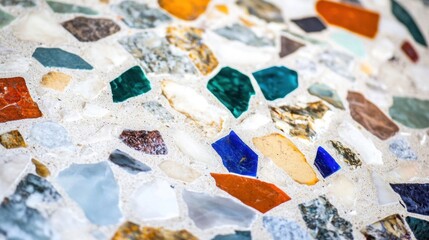 Colorful handmade terrazzo table.