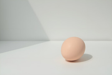 Single Egg in Beige, Representing Simplicity and Food, with copy space