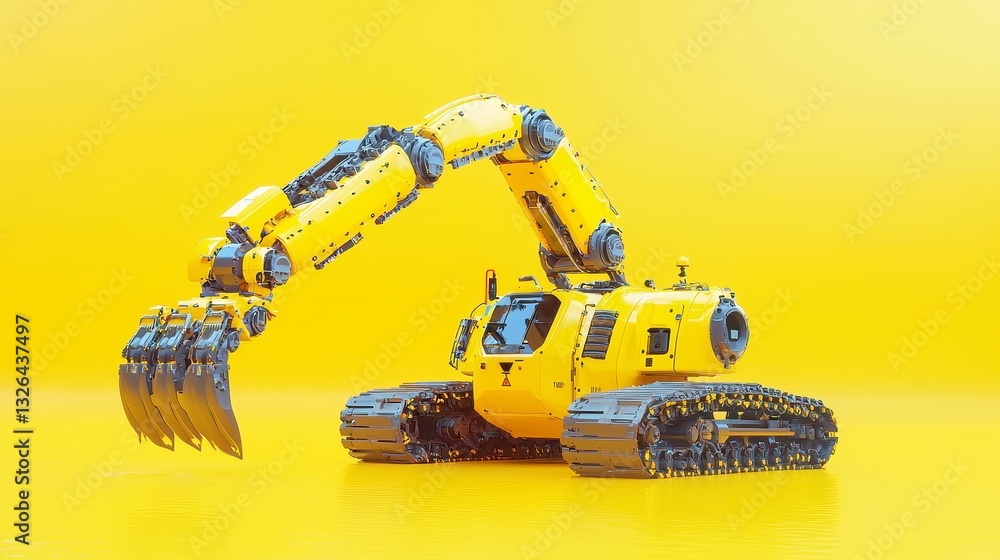 Poster urban robot dredger removing sediment to mitigate flooding in waterways, minimalist background with 