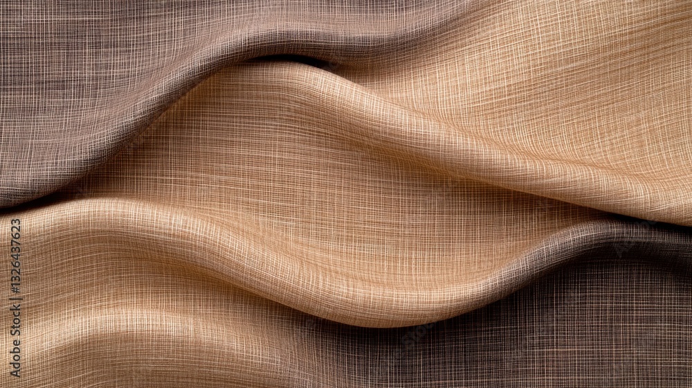 Poster muted taupe and espresso tones with woven metallic thread grids, creating an abstract woven fabric e