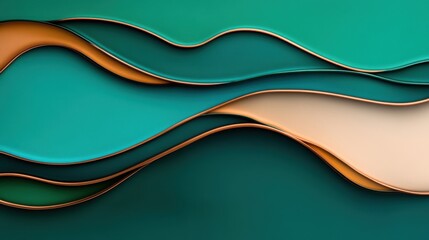 Deep jade and moss green washes with copper wire twists forming organic patterns, resembling vines or roots.