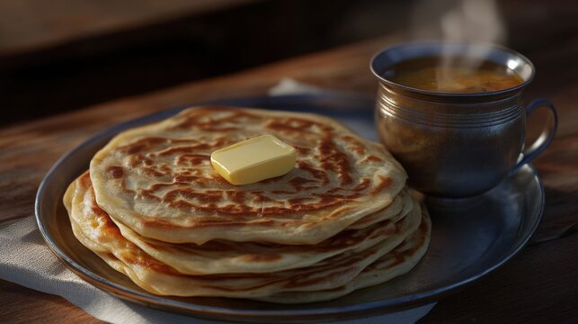 Indian parathas with butter.