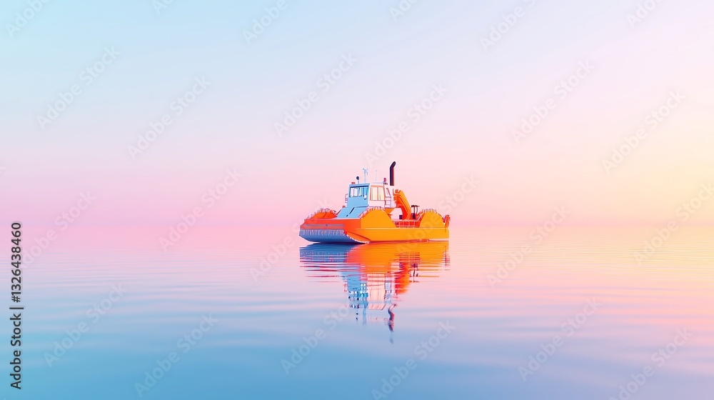 Poster harbor dredger operations, a robotic dredging machine efficiently clears shipping lanes of debris in
