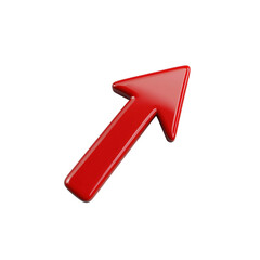3D Red Glossy Upward Arrow Pointing Towards Success and Growth