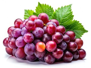 Fototapeta premium High-resolution digital art: a vibrant bunch of fresh, isolated grapes against a pristine white backdrop.