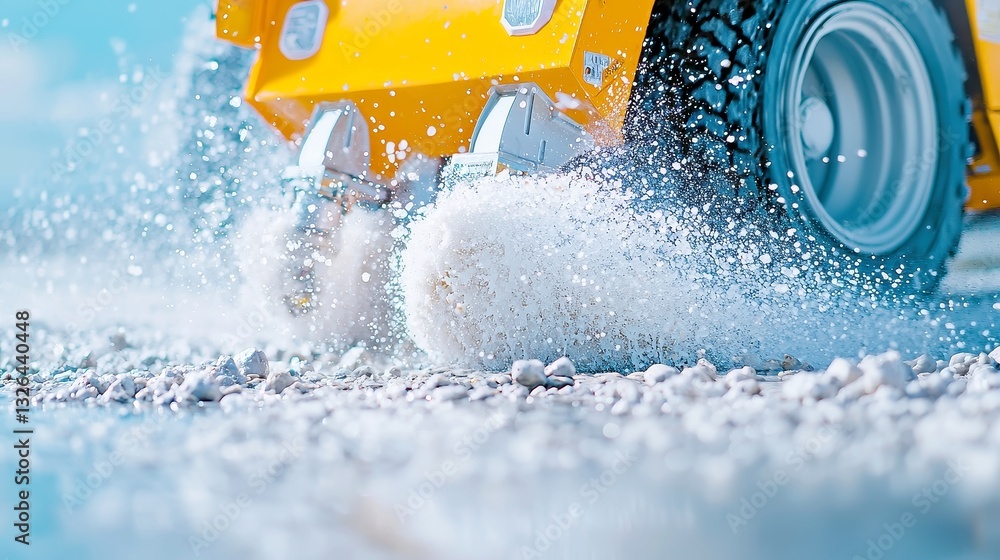 Poster robot sand suction dredging system, innovative technology preventing blockages in waterways, vibrant