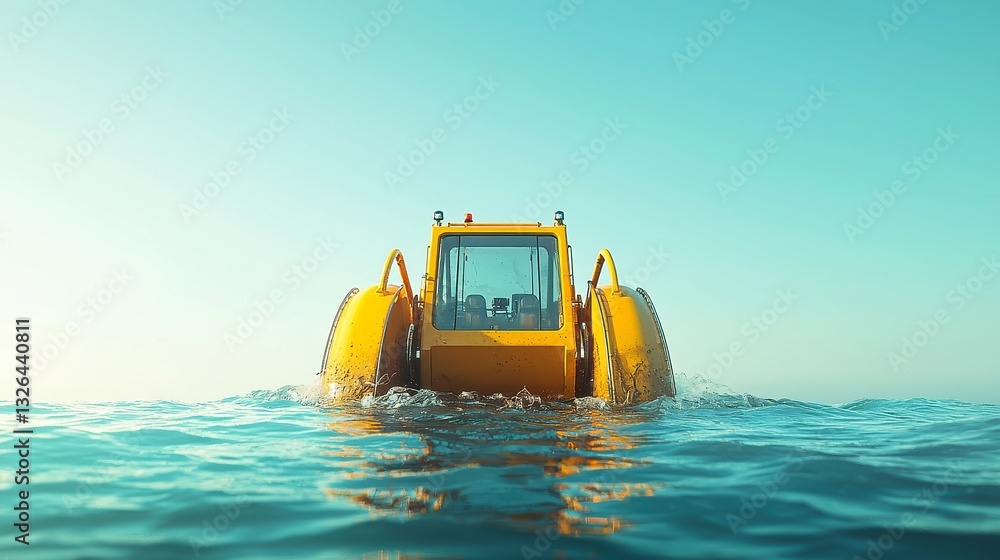 Poster robot suction dredger extracting sand deposits in a minimalist marine setting, enhancing uninterrupt