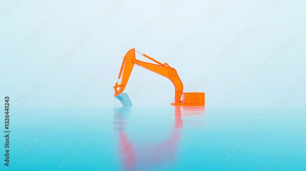 Poster robot deep-sea dredging vessel extracting sediment for navigation channels, minimalist environment, 