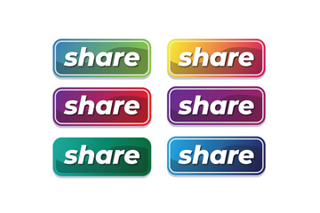 Colorful Gradient Share Buttons Digital Design Elements ui ux web app icon flat media     