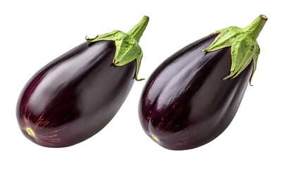 Eggplants and a Set of eggplants isolated on a white background