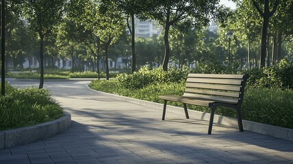 Fototapeta premium A weathered city bench in a public park, surrounded by autumn leaves, photorealistic 