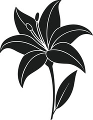 Elegant Lily Flower Silhouette Vector Illustration for Spring and Botanical Designs
