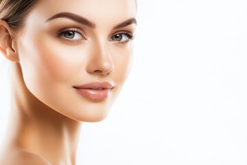 Fototapeta premium Portrait of a woman with glowing skin and serene expression