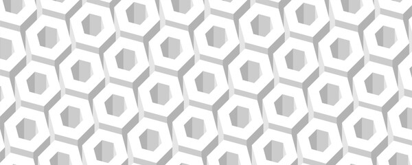 3d hexagon seamless pattern. 3d honeycomb mosaic white background
