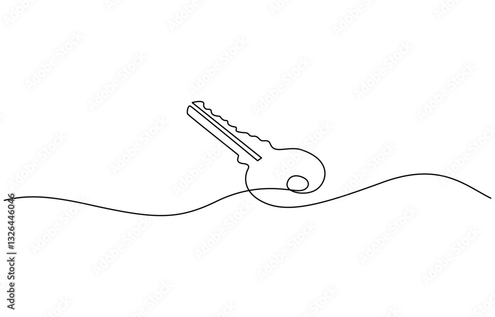 Poster continuous line drawing of a key for security and access concept, keys continuous line drawing. priv
