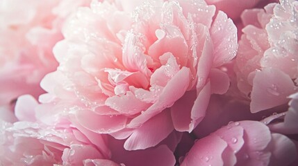 Obraz premium Soft pink peonies with raindrops.