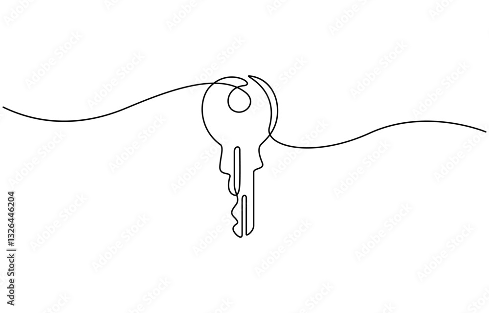 Poster continuous line drawing of a key for security and access concept, keys continuous line drawing. priv