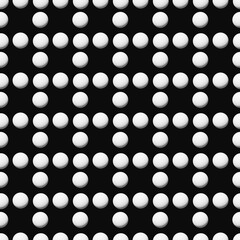 Abstract 3D White Spheres Seamless Pattern on Black Background