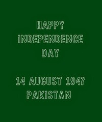 Pakistan Independence Day 14 August 1947 Text Design Illustration