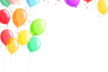 Obraz premium bunch of colorful balloons with confetti and streamers