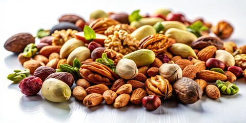 Miniature almonds, walnuts, and pistachios; a healthy tilt-shift snack.