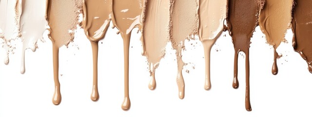 Foundation for face different shades. Selective focus.
