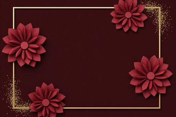 gold frame with red flowers on a dark background