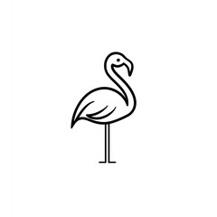Fototapeta premium Elegant Flamingo Minimalist Line Art Logo Design, a graceful bird on a white background