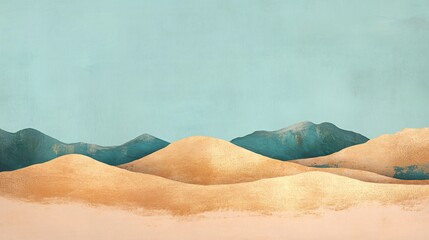 Obraz premium Soft desert layers in aquamarine and shimmering bronze plain background