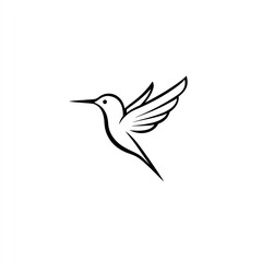 Obraz premium Elegant Hummingbird in Flight A Minimalist Black Line Art Design. Simple yet captivating, this logo showcases the birds grace and speed.