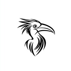 Elegant Hornbill Bird Profile, Minimalist Black Line Art Design. A striking visual, perfect for logos or branding.