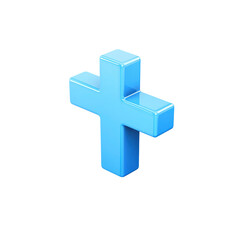 Obraz premium 3D Render of a Shiny Blue Cross Symbol