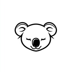 Adorable Koala Line Art A minimalist black line drawing of a cute koala, eyes closed, conveying serenity and peace.