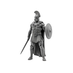 3D Render of a Mighty Spartan Warrior Statue
