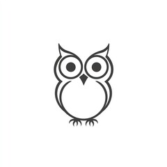 Fototapeta premium Adorable Owl Minimalist Black Line Art Logo Design, a charming graphic featuring a cute owl.