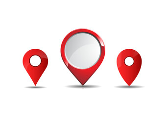 a red location pin. location icons with variations.