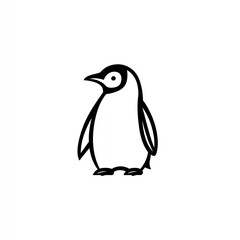 Obraz premium Elegant Emperor Penguin Minimalist Black Line Art Logo Design, a striking symbol of Antarctic wildlife.