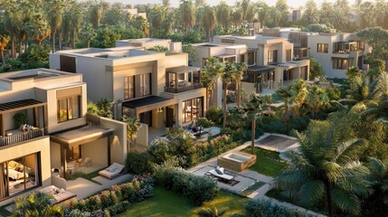 Fototapeta premium Luxury Villas in Tropical Oasis: A Resort-Style Living Experience