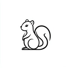 Adorable Squirrel Minimalist Line Art Logo Design A charming, simplistic black line drawing of a cute squirrel, perfect for branding.